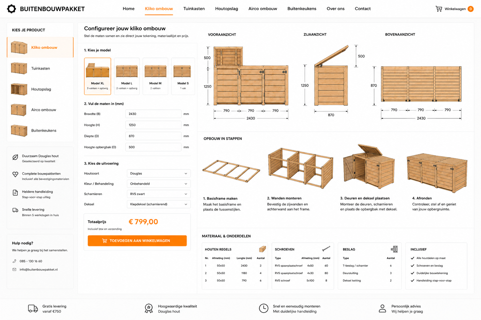 Technische configurator weergave
